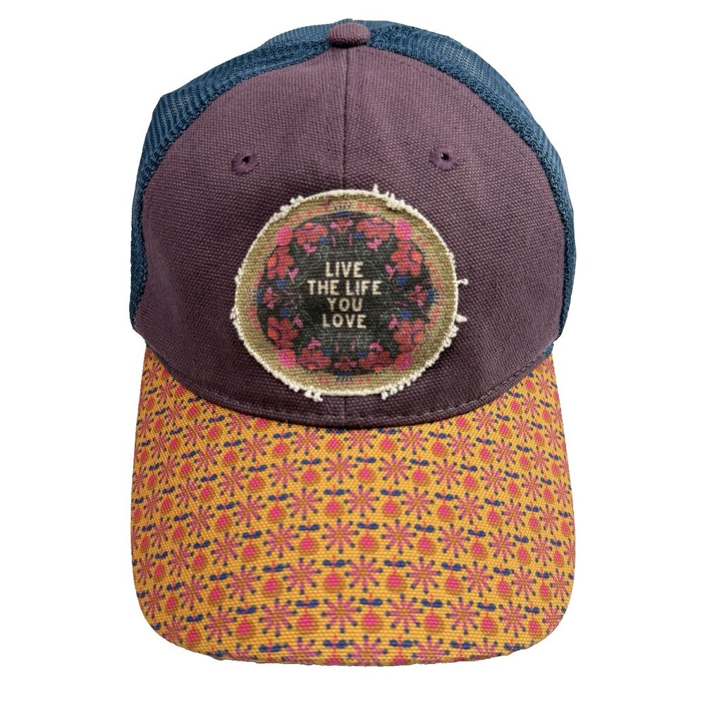 Live The Life You Love Snapback Mesh Back Trucker Hat Blue One Size Natural Life